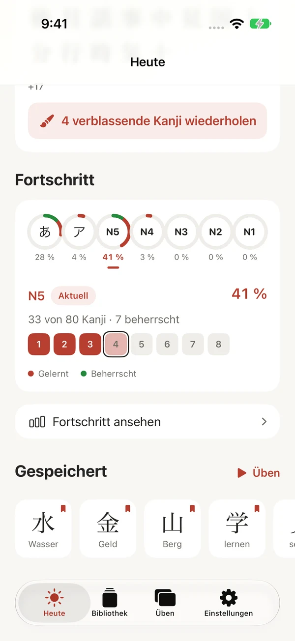 Heute mit Lernfortschritt und nächstem Kapitel